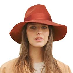 House of Ord Cape Town Heather Winter Fedora Damen Filzhut Wollhut mit Krempe UV-Schutz Sonnenhut - Größe: L/59cm Farbe: Rot von House of Ord Cape Town