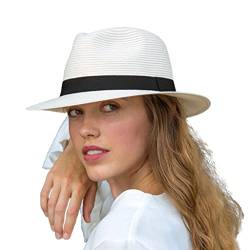 House of Ord Cape Town Pana-Mate Fedora - Eleganter Strohhut Damen UV-Schutz Sommerhut Herren - Faltbarer Sonnenhut Damen/Herren - L/61cm, Ivory von House of Ord Cape Town