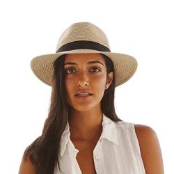 House of Ord Cape Town Pana-Mate Fedora - Eleganter Strohhut Damen UV-Schutz Sommerhut Herren - Faltbarer Sonnenhut Damen/Herren - L/61cm, Natürlich von House of Ord Cape Town