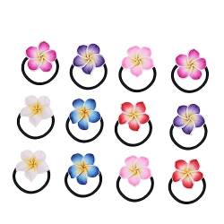 Housoutil 12St Blumen-Pferdeschwanzhalter Boho-Band Plumeria-Blumen-Haargummi hawaiianische Schaumblumen-Haargummis haarschmuck Sommer Haarnadel Haarteil Haarseil Damen Frangipani von Housoutil