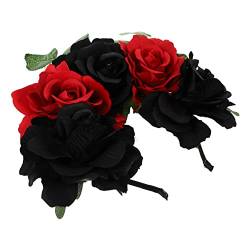 Housoutil 1stk Rosa Stirnband Gothic-blumen-stirnband Stirnband Für Die Hochzeitsfeier Mexikanischer Blumenkopfschmuck Gothic Rose Stirnband Blumenkrone Damen Stoff Halloween Haarring von Housoutil