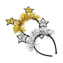 Housoutil 2st Neues Jahr Stirnband Weihnachtskopfbedeckung Weihnachtslametta Halloween-cosplay-kostüm Glitzer Star Head Boppers 2022 Neujahr Haarreifen Damen Latte-kunst Einfach Leiner von Housoutil