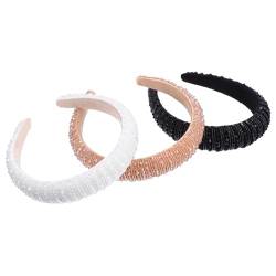 Housoutil 3St Perlen-Strass-Stirnband hochzeitsdeko Mädchen Strasssteine schmücken Braut Kopfbedeckung Baumwolle von Housoutil