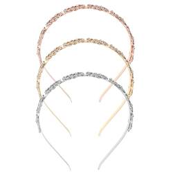 Housoutil 3St goldene Haaraccessoires silberner Kopfschmuck Haargummi Haarschmuck Damen-Stirnband Haarreifen für Frauen Mädchen Kopfbedeckung Haarteil Fräulein Strasssteine von Housoutil