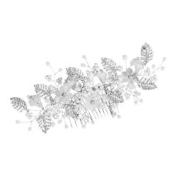 Housoutil Braut Haarkamm Perlendekor Kopfschmuck aus Kristall Haarnadeln mit Strasssteinen Tiara Kopfschmuck für Mädchen Strass-Kopfbedeckungen für Frauen die Blumen Klinge von Housoutil