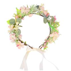 Housoutil Brautkranz Hochzeit Blumenkrone. Frühlings-Haar-Accessoires Blumengirlande Haargummi Tiara Haarschmuck für die Hochzeit Brautkopfschmuck mit Blumen die Blumen Kopfbedeckung Zubehör von Housoutil