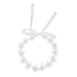 Housoutil Hochzeitshaarschmuck für Bräute Göttin-Stirnband Haarschmuck für die Braut Kopfschmuck der Braut Polymer-Ton Blütenkopf Haarring Haarteil Damen Krone Stoff Weiß von Housoutil