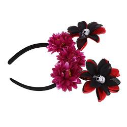 Housoutil Totenkopf-Stirnband halloween haarspangen haarspange halloween haarschmuck halloween Schädel Kopfbedeckung Blütenkopf künstliche Blumen Damen Haarnadel Stoff von Housoutil