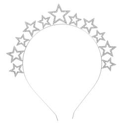 Strassstern-stirnband Sterne Stirnband Party-haar-accessoire Haarband Mit Strassstern Haarschmuck Für Mädchen Party-star-stirnband Frau Legierung Silberbarren Berühmtheit von Housoutil