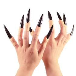 HoveeLuty Nagelklauen Falsche Nagelpfeilklauen Ringe Cosplay Nägel Finger Tipps Party Halloween Prop Witch Krallen Rüstungsrüstung Finger Gothic Vampire Nägel 10pcs von HoveeLuty