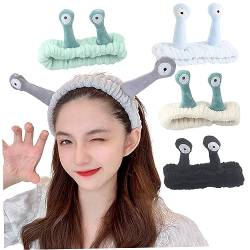 Schnecke Stirnband Schnecken Spa Make up Stirnband Gesicht Waschland Stirnband Süßes Cartoon Koralle Fleece Elastic Haarbänder für Dusche Sport Hautpflege 5pcs von HoveeLuty