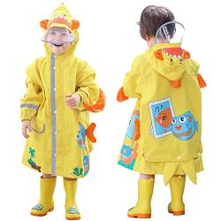 Hovkib Kinder Regenmantel - Kleinkind Mädchen Jungen Regenponcho Wasserdichter Regenkleidung mit Schultaschenabdeckung Regen Anzug Tragbarer Regenjacke 2-10 Jahre von Hovkib