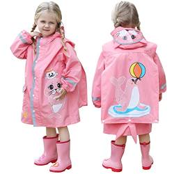 Hovkib Kinder Regenmantel - Kleinkind Mädchen Jungen Regenponcho Wasserdichter Regenkleidung mit Schultaschenabdeckung Regen Anzug Tragbarer Regenjacke 2-10 Jahre von Hovkib