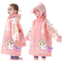 Hovkib Kinder Regenponcho Kleinkind Regenmäntel Jungen Mädchen Wasserdichte Regenjacken Netter Cartoon Regenbekleidung mit Rucksackabdeckung, L(5-6 Jahre) von Hovkib