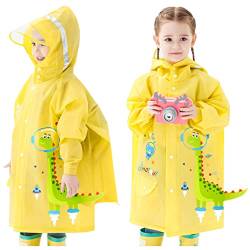 Hovkib Kinder Regenponcho Kleinkind Regenmäntel Jungen Mädchen Wasserdichte Regenjacken Netter Cartoon Regenbekleidung mit Rucksackabdeckung, L(5-6 Jahre) von Hovkib