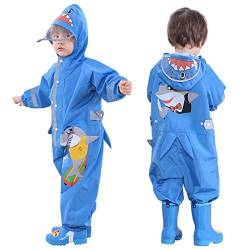 Kinder Regenanzug - Jungen Mädchen Regenmantel Wasserdichter Regenponcho Niedlicher Cartoon-Muster Regen Anzug Leichter Regenjacke Onesie Regenbekleidung 2-8 Jahre von Hovkib