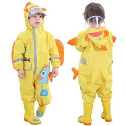 Kinder Regenanzug - Jungen Mädchen Regenmantel Wasserdichter Regenponcho Niedlicher Cartoon-Muster Regen Anzug Leichter Regenjacke Onesie Regenbekleidung 2-8 Jahre von Hovkib