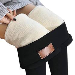 Hovoto Thermo Leggings Damen, Leggings Damen High Waist, Gefüttert Leggings Fleece Thermoleggins, Verdickte Plüsch Thermohose, Leggins Warme Leggins Blickdicht, Schwarz, L von Hovoto