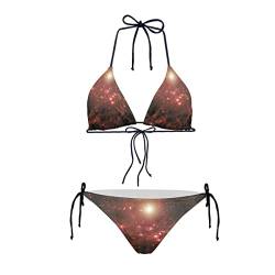 Howilath 2-teiliges Bikini-Set, sexy Neckholder-Set, dünne Stringtanga, Badeanzug mit Slip und Dreiecks-Bikinioberteil, Leopardenmuster, Blumen, Fruchtfisch, Flagge Südafrikas, XL von Howilath