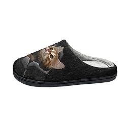 Howilath 3D niedliches Kätzchen schwarzer Designer Indoor Outdoor Unisex Slip auf Hausschuhe für erwachsene warme gemütliche Baumwollpantoffeln-44-45 von Howilath