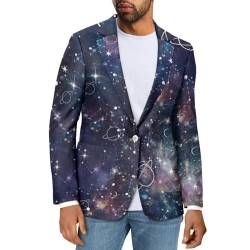 Howilath Amerikanische Flagge Plus Size Blazer für Männer Jagd Lange Ärmel Arbeit Büro Blazer USA Flagge Offene Front Anzug Jacken, Planet Star Sky, S von Howilath