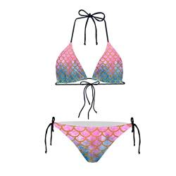 Howilath Bikini, 2-teiliges Set, dreieckig, gepolstert, niedrige Taille, sexy Bikini, Strandbekleidung, Hawaii-Ananas-Schädel, Meerjungfrau-Türkis, S von Howilath