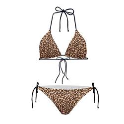 Howilath Bikini-Set, sexy, 2 Stück, Bikini, Badeanzug, gepolsterte String, Dreieck, Bademode für Damen, Handflächen-Blumen-Avocado-Pfoten, leopard, M von Howilath