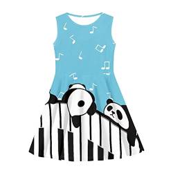 Howilath Buntes schwarzes Swing-Kleid mit Musiknoten, bequemes Sommerkleid, Musik, plissiert, ärmellos, A-Linie, Tankkleid, Panda Musik Klavierschlüssel, 5-6 Jahre von Howilath