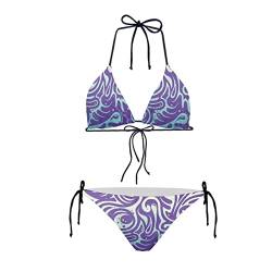 Howilath Damen Bikini Dreieck Gepolstert Halfter Badeanzug für Strand Meer Schwimmen Nationalflagge Gepard Galaxy, Wirbel-Druck, 48 von Howilath