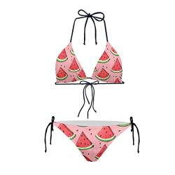 Howilath Damen Bikini Triangular Gepolstert Neckholder Badeanzug für Strand Meer Schwimmen Nationalflagge Gepard Galaxy, wassermelone, L von Howilath