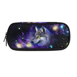 Howilath Federmäppchen für Kinder, Jungen, Mädchen, Schreibwaren-Organizer, Federmäppchen, tragbares Federmäppchen, Galaxy Wolf, 8.8"L x 1.7"W x 4.1"H, Schulranzen von Howilath