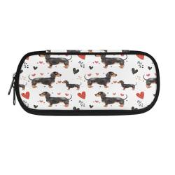 Howilath Federmäppchen für Kinder, Schulbedarf, Jungen, Stiftetasche, Mädchen, Schreibwaren-Organizer, großes Federmäppchen, Dackel Hund, 8.8"L x 1.7"W x 4.1"H, Schulranzen von Howilath