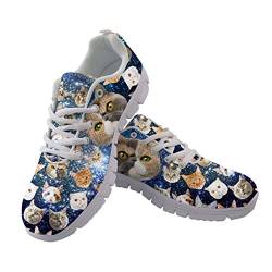 Howilath Galaxy Cat Trainers Damen Wanderschuhe - Starry Sneaker für Damen Damen Laufen Atmungsaktives Mesh Sportliche Sneakers für Gym Jogging Reisearbeit EU 38 von Howilath