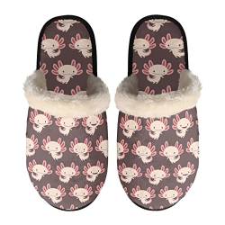 Howilath Haus Hausschuhe Cartoon Axolotl braune Designer Casual Indoor Hausschuhe Leichte Slip-on Hausschuhe für Männer Frauen-S von Howilath