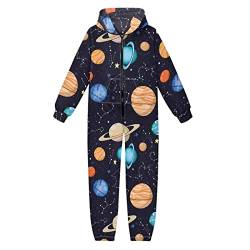 Howilath Kinder Jumpsuits Galaxy Universe Planet schwarz volle Länge Onesies bequemer Pyjama Reißverschluss Playsuits für Jungen Mädchen, Planet Universe Galaxy bedruckt, L von Howilath