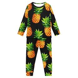 Howilath Kinder Pyjama Anzug Pilz Frosch Schnecke Grün Nachtwäsche Bequeme Lounge Wear Casual Outfits für Kinder Jungen Mädchen, Ananas-Design, 9 - 10 Jahre von Howilath