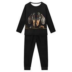 Howilath Kinder Pyjama Anzug Pilz Frosch Schnecke Grün Nachtwäsche Bequeme Lounge Wear Casual Outfits für Kinder Jungen Mädchen, Dackel-Design, 11-12 Jahre von Howilath