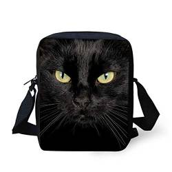Howilath Lustige Tier bedruckte kleine Messenger Bag Outdoor Reise Sling Umhängetasche Handytasche, schwarze katze, Small von Howilath