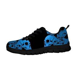 Howilath Navy Blue Skull Trainer Damen Wanderschuhe - Damen Laufen Atmungsaktive Mesh Sportliche Turnschuhe für Gym Jogging Reisearbeit EU 38 von Howilath