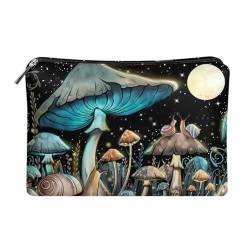 Howilath Retro Hippie Clutch Geldbörsen für Frauen Y2K Groovy Blume Leder Clutch Geldbörsen Ästhetische Floral Handytasche, Pilz Schnecke Mond Stern von Howilath