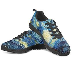 Howilath Starry Night by Vincent Van Gogh Damen Sneaker Freizeitschuhe - Atmungsaktiver Komfort Leder Driving Loafers Wanderschuhe EU 45 von Howilath