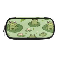 Howilath Tragbares Federmäppchen für Kinder, für Jungen und Mädchen, Schreibwaren-Organizer, Federmäppchen, Cartoon Frosch, 8.8"L x 1.7"W x 4.1"H, Schulranzen von Howilath