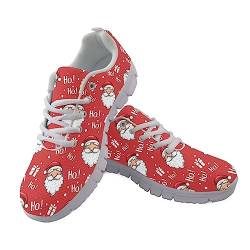 Howilath Weihnachtsschuhe Santa Cluas rote Sportschuhe Bequeme Trainer Ho Ho Ho Laufschuhe Atmungsaktive Jogger Schuhe für Damen Männer EU 39 von Howilath