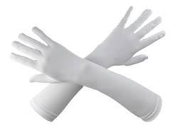 Howriis Unisex Erwachsene Lange Elasthan Ellenbogenhandschuhe 38,1 cm Vollfinger Fäustlinge Handschuhe, Weiss/opulenter Garten, 38 cm von Howriis