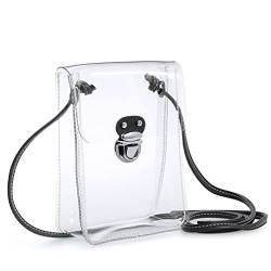 Transparente PVC-Umhängetasche, klein, für Stadion-zugelassene Damen-Geldbörse, transparente Schultertasche, Handy-Tasche, schwarz, Small von Hoxis