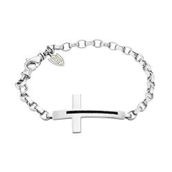 Hoxton London Herren-Armband Schwarz Stein CZ Cross 20-21cm verstellbar 0.28.4723 von Hoxton London