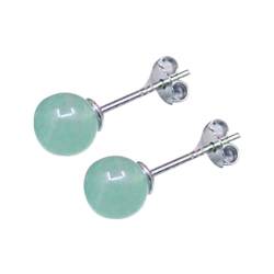 1 Paar Ohrringe, Sterling Silber Natural Green Jade runde Perlenstollen Ohrringe für Frauen von Hperu