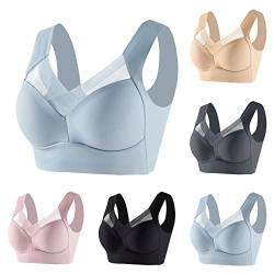 Hsternexy BH Damen Ohne Bügel, Sport BH Damen Große Brüste Vorderverschluss Push Up Bustier BHS Gepolstert Nahtlos Spitzen Weicher Underwear Bra Klassische Verlängerung Bralette Bügelloser von Hsternexy