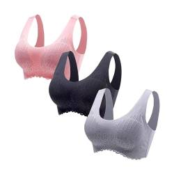 Hsternexy BH Damen ohne Bügel Komfort Push up Sport BH Bustier Nahtlos Spitzen Gepolstert Bra Underwear Yoga Halt Große Brüste Bügelloser Stretch Sexy Bralette Damen von Hsternexy