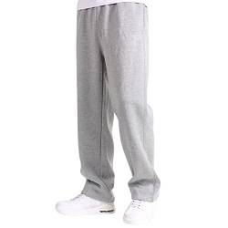 Hsternexy Baggy Jogginghose Herren Lang Grau Weites Bein Trainingshose Freizeithose Baumwolle Elastische Taille Sporthose Breite Jogginghose Baggy Laufhose Warme Männer Sweatpants mit Taschen von Hsternexy